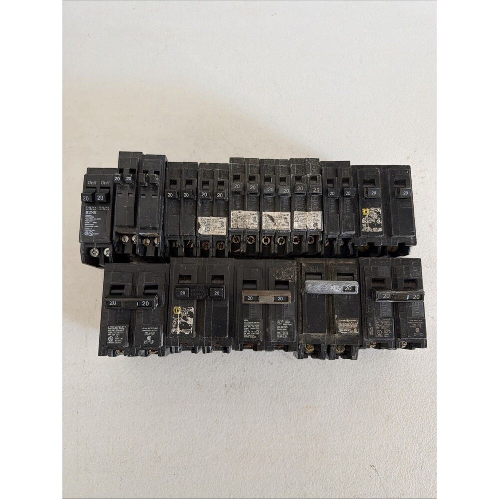 Lot Of 16 Mixed 20 Amp Circuit Breakers- Used Untested